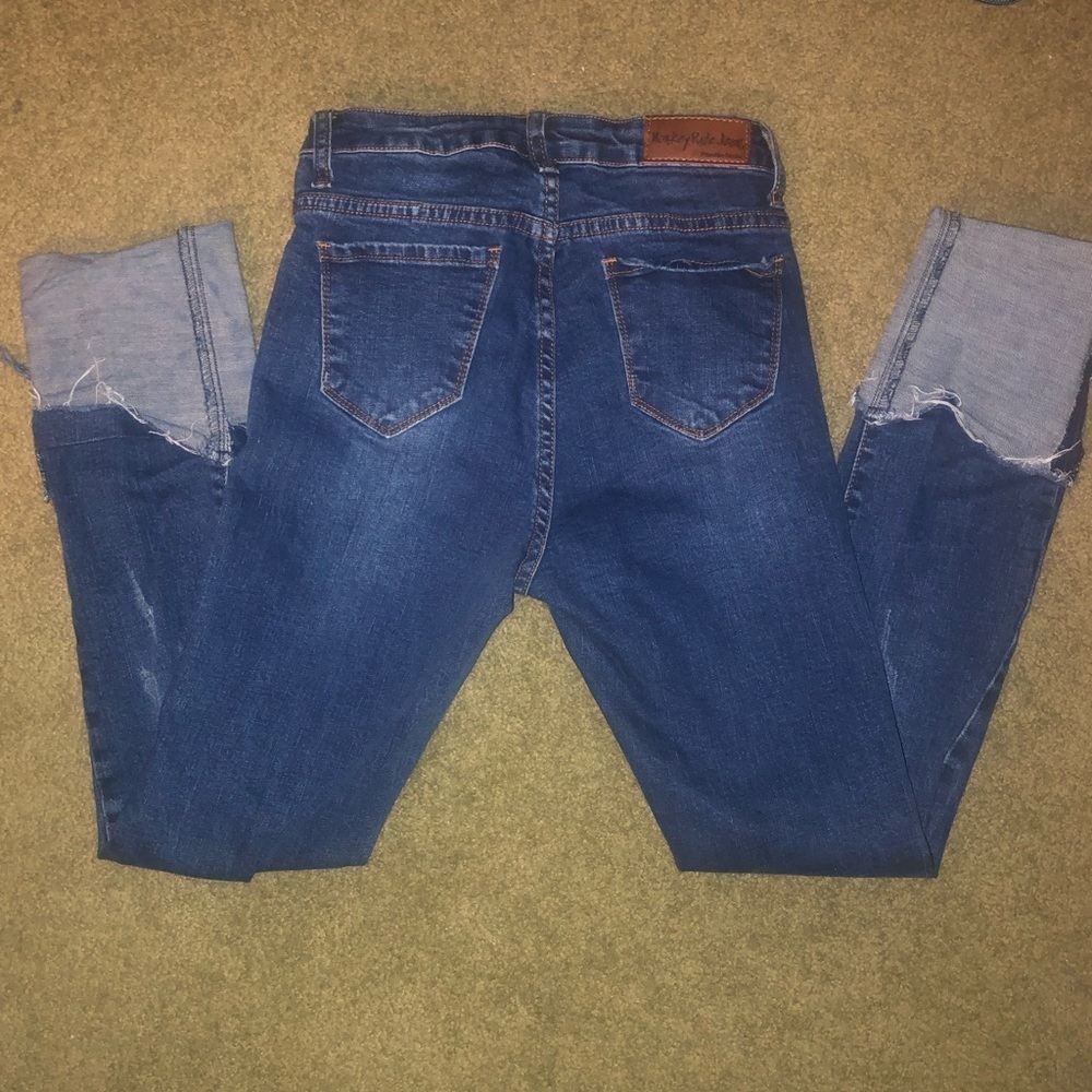 Monkey Ride Women’s Distressed Deep Cuff Skinny Jeans Size 5 - Picture 4 of 9